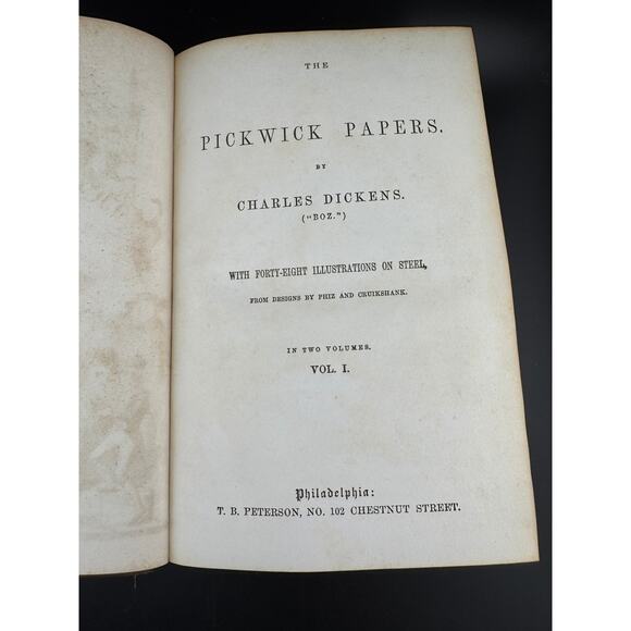 Charles Dickens "Pickwick Papers - Volume I" - The Peterson's Duodecimo Edition - Picture 8 of 11